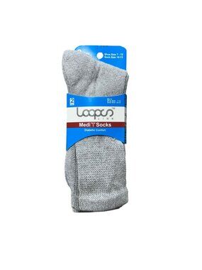Loops Link Mens Diabetic Comfort Socks 2 Pairs Shoe Size 7-13 Sock Size 10-13 Gr
